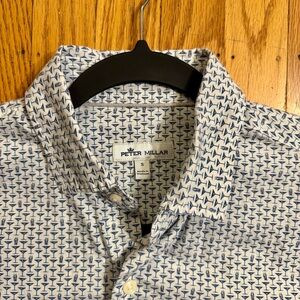 Peter Millar Men's Short Sleeve White and Blue Martini Shirt